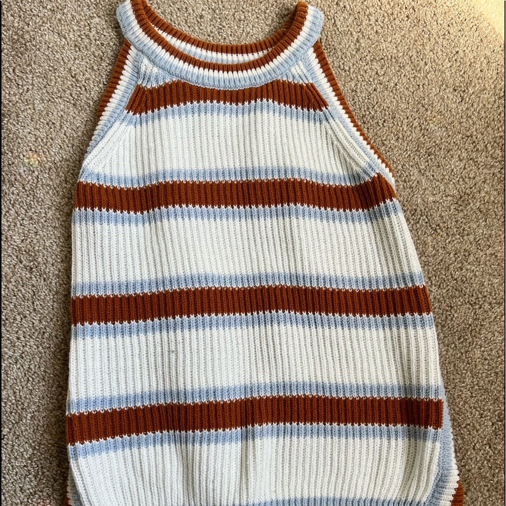 Stripped halter top with sweater material
